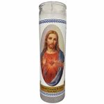 Sacred Heart of Jesus Labeled 7 Day Candle, White